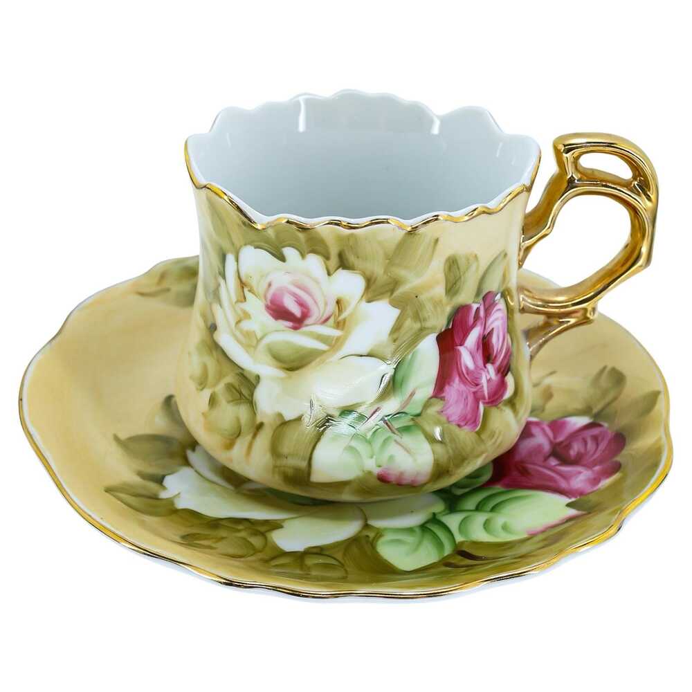 ORIGINAL LABELS Vintage Lefton China Japan 1883 Hand Painted Rose Cup & Saucer